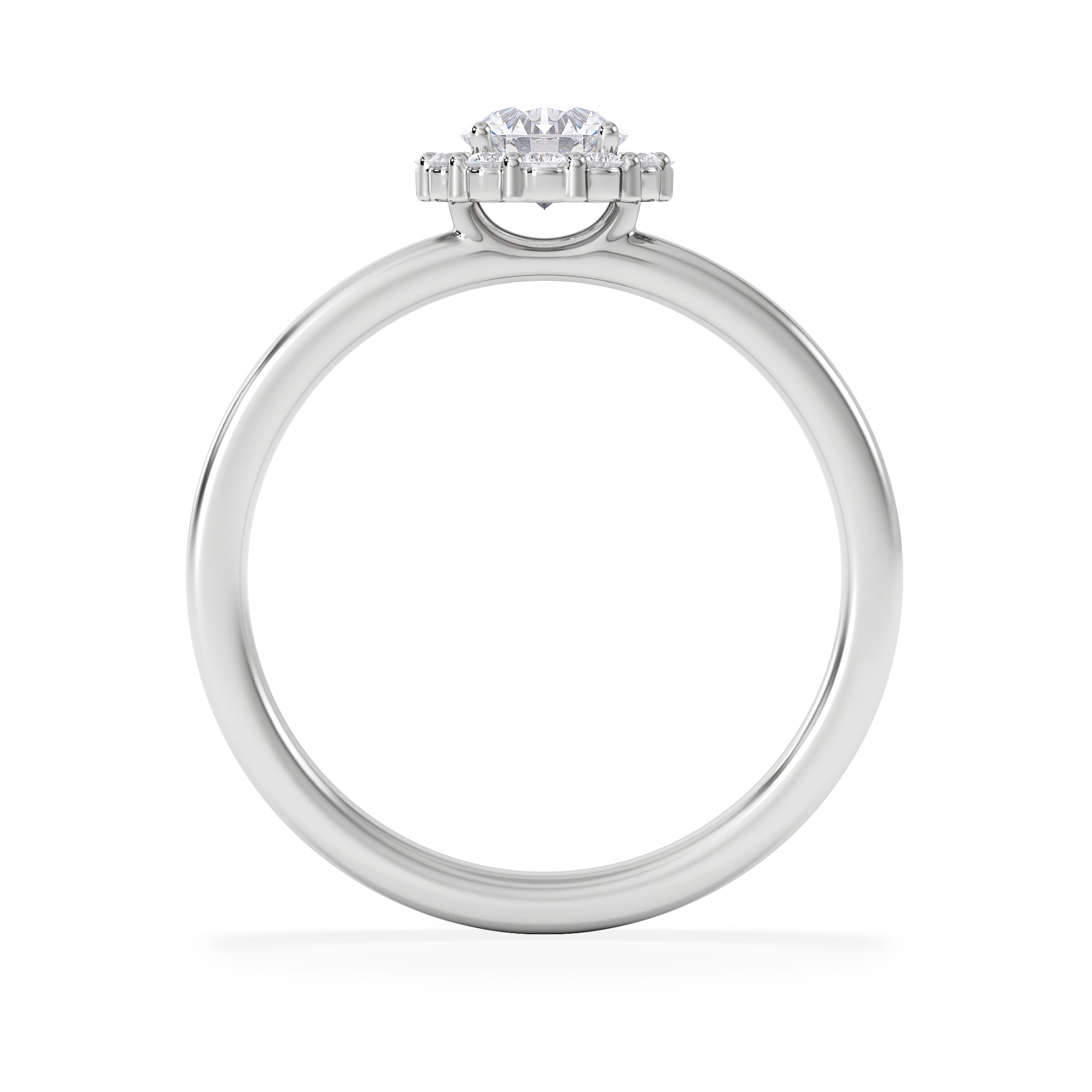 The Fleur Halo 0.50ct Round Cut Lab Diamond Ring in Sterling Silver